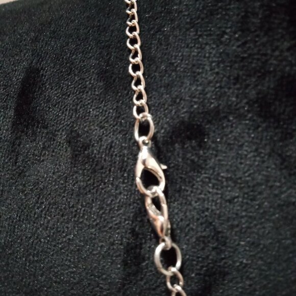 Women Fashion Elegant Clear & Black Rhinestone Silver Tassel Pendant Necklace - Picture 10 of 11